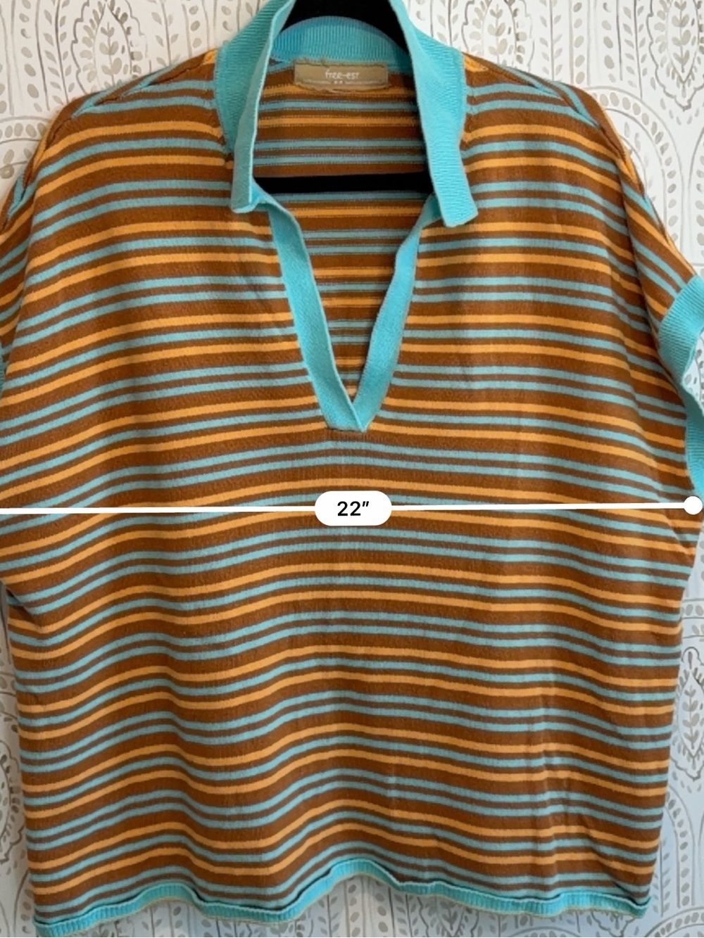 Free People Miller Sweater V Neck Top size Medium Striped 100% Cotton Blouse - Picture 8 of 9